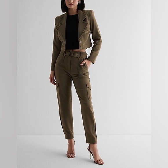 Express Super High Waisted Belted Cargo Pant - Picture 4 of 16